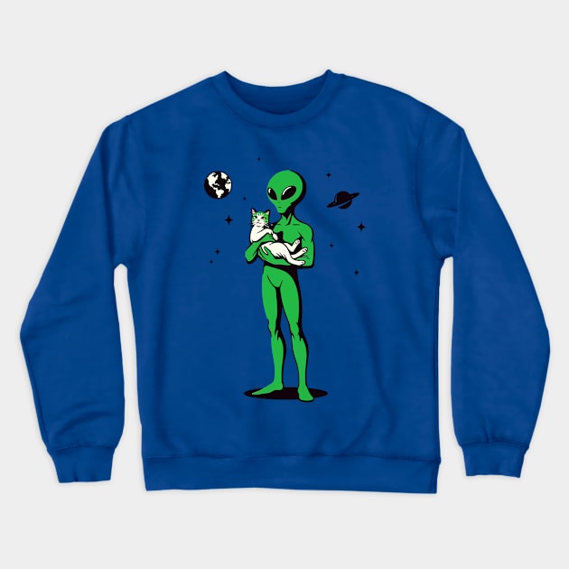 Alien carrying a cat Crewneck Sweatshirt by Art_Boys